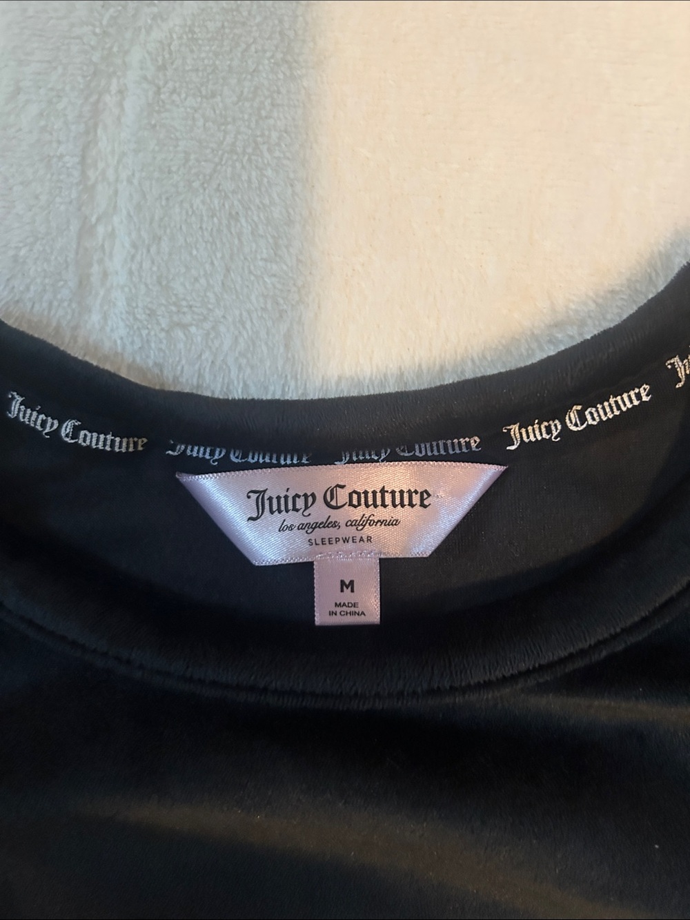 Juicy Couture Black Velour Logo Pajama Set with Rhinestone Detailing - Picture 4 of 5
